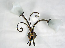Applique rustico antico ferro battuto lampada led vetro cristallo Italy art.684 