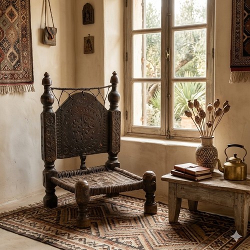 Sedia etnica antica legno - sedia,