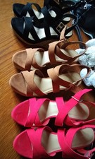 Lotto Stock Sandali Donna  Doppio Incrocio  Zeppa 36 Nuovi Colori In Foto