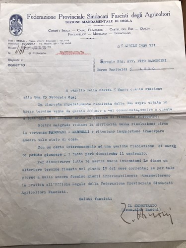 Documento federazione fascista
