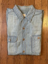 Camicia da lavoro Momotaro Jeans a righe indaco MLS1070M31 taglia Large