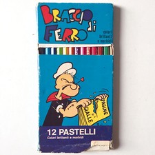 POPEYE Braccio di Ferro - OPERA MUNDI - Vintage Scatola 12 MATITE Colorate 1977