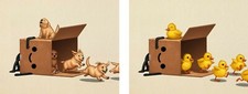 Mike Mitchell BOXO II Puppies and Ducks (2) print set 11"x14" signed SOLD OUT!
