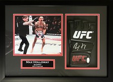 Guanto Max Holloway autografato firmato incorniciato UFC JSA Beato Justin Gaethje