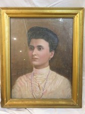 vecchio quadro dipinto cornice nobildonna salernitana G VITALE pittore Salerno