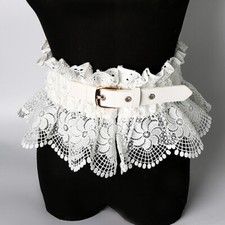 Donna Elastico Abito Cintura Pizzo Floreale Stringere Corsetto Ampio Nuovo