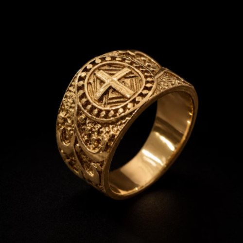 Anello con sigillo croce oro
