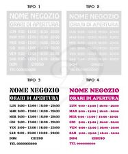 ADESIVO VETRINA NEGOZI ORARI DI APERTURA PERSONALIZZATO 20X30 BIANCO FUCSIA NERO