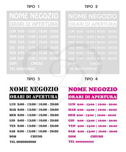Adesivo vetrina negozi - vetrina, orari