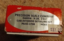 Precision Scale Co Cab Interior Detailing Kit HOn3 D&RGW K-28 #3708 Incomplete