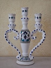 Candelabro in ceramica tunisino vintage a 3 candele candeliere