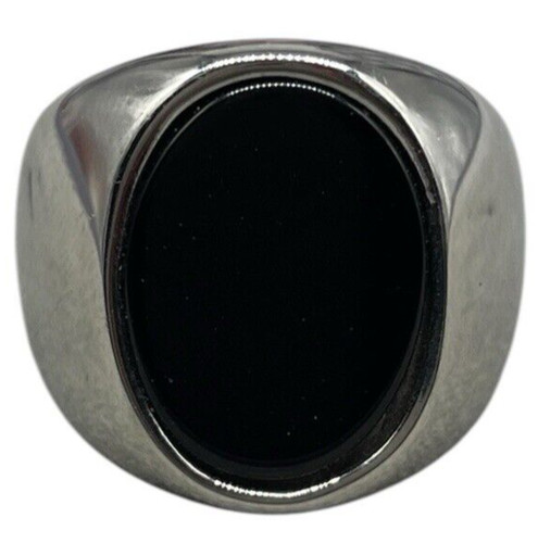 Anello uomo pietra nera ovale - uomo,