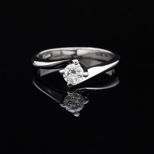 Solitario anello oro bianco - anello,