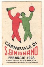 Cartolina doppia Futurismo - Carnevale di S. Gimignano -Febbraio 1928 programma
