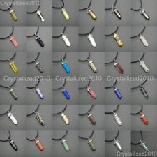 Collana in vera pelle con ciondolo Reiki Chakra a punta esagonale con...