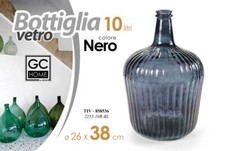 BOTTIGLIA DAMIGIANA ARREDO VASO CENTROTAVOLA LIVING CLASSICO MODERNO NERO 38 CM