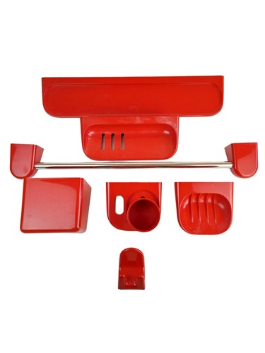 Set arredo bagno rosso - set,