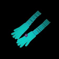 Guanti Missoni Vintage Maglia Opera 23” Extra Lunghi Multicolore Righe Lana Passerella