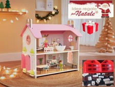 Casa delle bambole in legno o in plastica 3D con Accessori colorata
