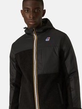 K-Way Giacca Uomo Taglia XL Nero Le Vrai Orsetto 3.0 Felpa Teddy Sherpa Cappuccio