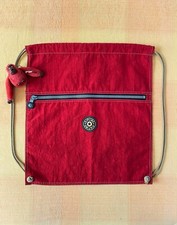 VINTAGE KIPLING SUPERTABOO ZAINO SACCA MEDIUM DRAWSTRING BACKPACK BAG MONKEY RED