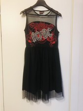 AC/DC rock in black vestito abito tulle cotone smanicato donna M come nuovo