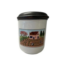 Barattolo porcellana Naif design Villeroy & Boch vintage + piano in legno - giardino