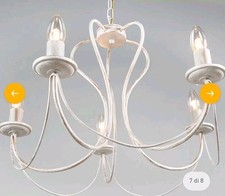 LAMPADARIO A SOSPENSIONE 5 BRACCI IN METALLO DA SOFFITTO BIANCO E ORO 