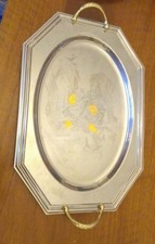Vassoio Color Argento Con Disegno In Oro