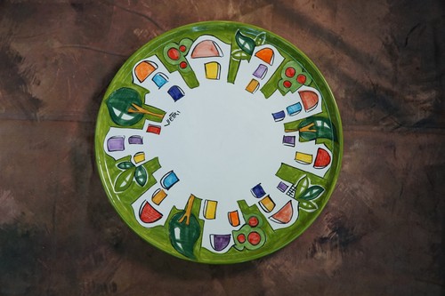 Piatto pizza decoro casette - piatto,