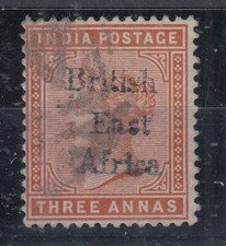 BRITISH EAST AFRICA 1895-96 QUEEN VICTORIA 3 a. VARIETA' N.3b AFR1CA USATO