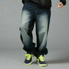 Jeans uomo hiphop denim pantaloni larghi stonewashed rilassati hipster streetwear larghi