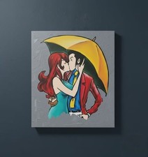  Quadro Lupin III  e Margot  sotto L Ombrello Su Tela (40Cm X 60 Cm )