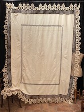 Antico Copriletto Tovaglia Copritavolo In Seta Cruda Motivo Orientale 290x210cm