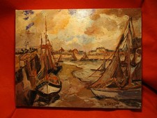 TABLEAU ANCIEN MARINE HUILE