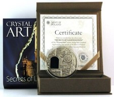Niue SECRETS OF LICHTENSTEIN Crystal Art Castle Schloss Moneta Argento 2 Oz 2$ 