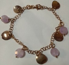 Bracciale Argento 925 - Placcato Oro rosato antico con pietre 