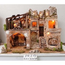 Presepe Artigianale con Luci e Fontana Modello 57x37x50 cm