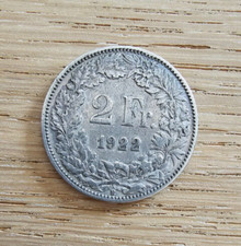 Svizzera Helvetia 2 Franchi argento Anno 1922