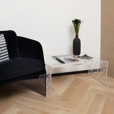 Vesta Tavolino da salotto rettangolare in plexiglass dal design moderno decoro L