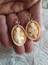 ORECCHINI  IN  CAMMEO CORNIOLA  CON ARG, 925 FATTO A MANO