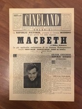 CINELAND 1950,Macbeth ORSON WELLES  William Shakespeare.REPUBLIC PICTURES