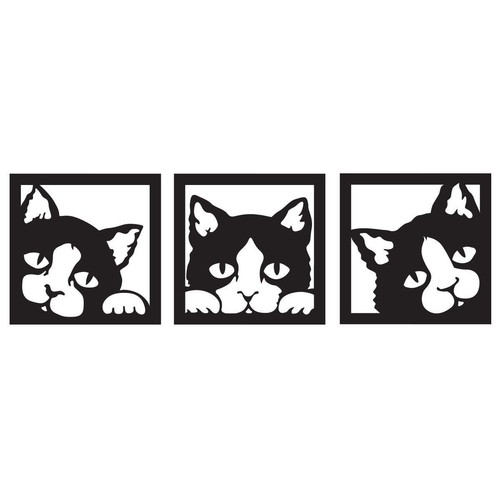 Quadro trittico gatti neri - quadro,