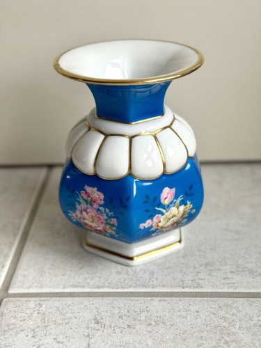 Vaso vintage blu - /bianco,, bordo