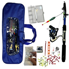 Set Pesca Completo 165 CM Rute Con XT2000 Ruolo Esca Gancio Nuotatore Accessori