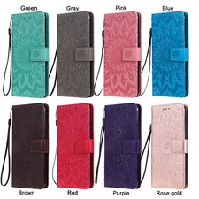 Custodia portafoglio pieghevole in pelle PU goffrata fiore sole per iPhone 11 12 13 7 14