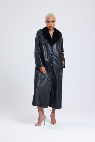Cappotto donna nero - , pelle