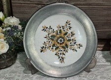 VINTAGE PIATTO PELTRO CERAMICA