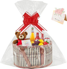 Cestini Vuoti, 1 Set Di Cesti Regalo Grandi in Tessuto Con Manici, Fiocchi E Car