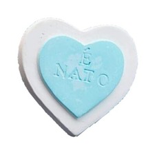 12 PZ gesso doppio cuore celeste 3,6x4 cm bomboniera applicazione nascita bimbo 